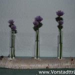 Birken Tischdekoration mit Vasen