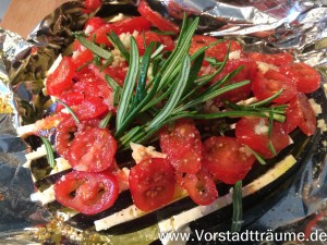 Auberginenfächer vom Grill