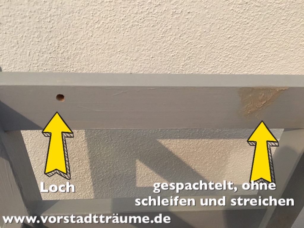 Ikea Lernturm bauen: Löcher spachteln