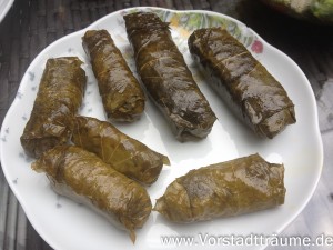 Die fertigen Weinblätter servierfertig abgerichtet