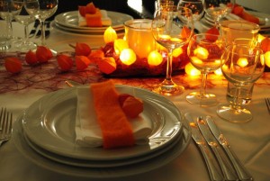 Lampionfrüchte Tischdekoration