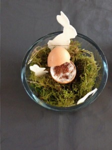 Kresseeier mit Fimo Hasen im Moosnest